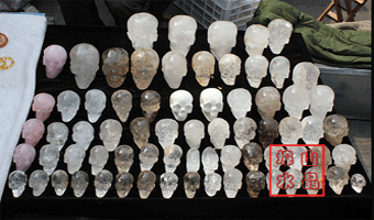 ドクロ(ローズクォーツ、水晶、茶水晶)